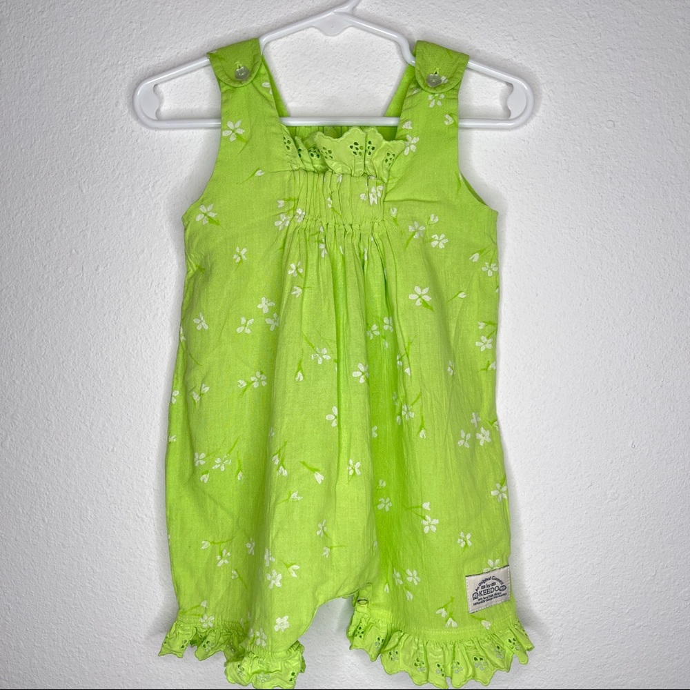 Boutique Keedo lime green romper sz 6-12 mo
